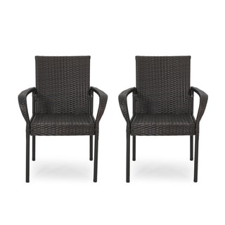 Set of 2 Christopher Knight Home 312471 Delia Outdoor Dining Chair Black