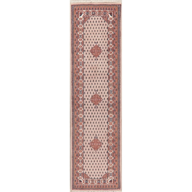 Persian Bidjar Carpet Taditional Hand Knotted Wool Oriental Indian Rug - 6' 5'' X 2' 8'' - Pink