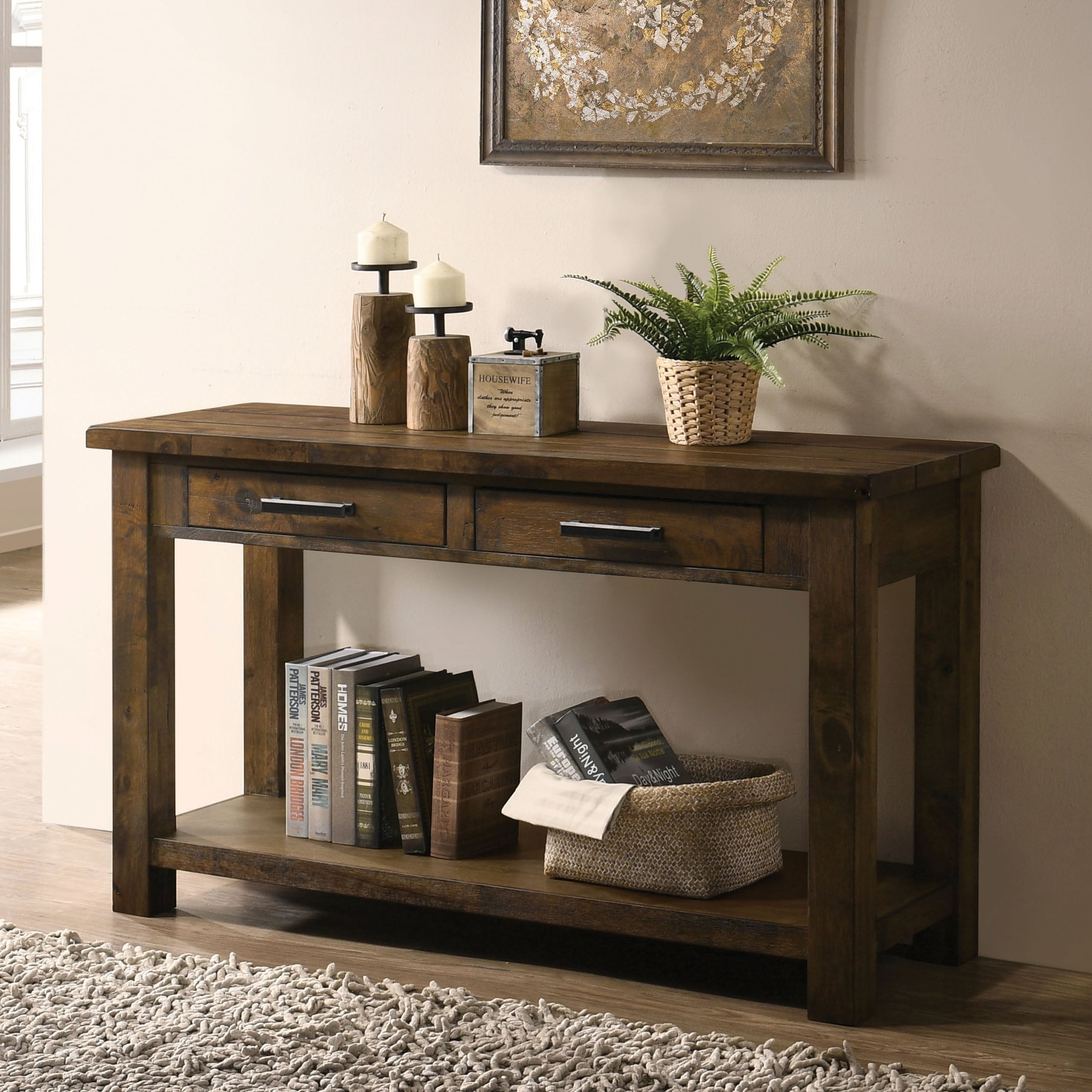 Furniture Of America Kowe Rustic Oak Solid Wood 2 Drawer Sofa America Kowe Rustic Oak Solid Wood