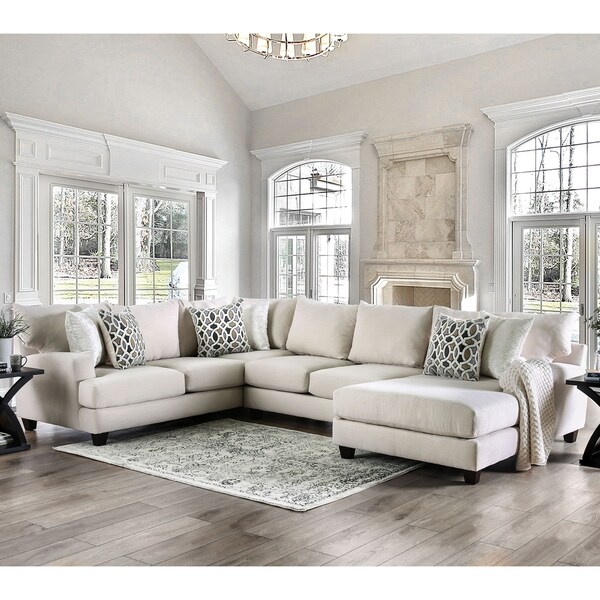 Shop Furniture of America Patz Contemporary Beige Flannelette Sectional