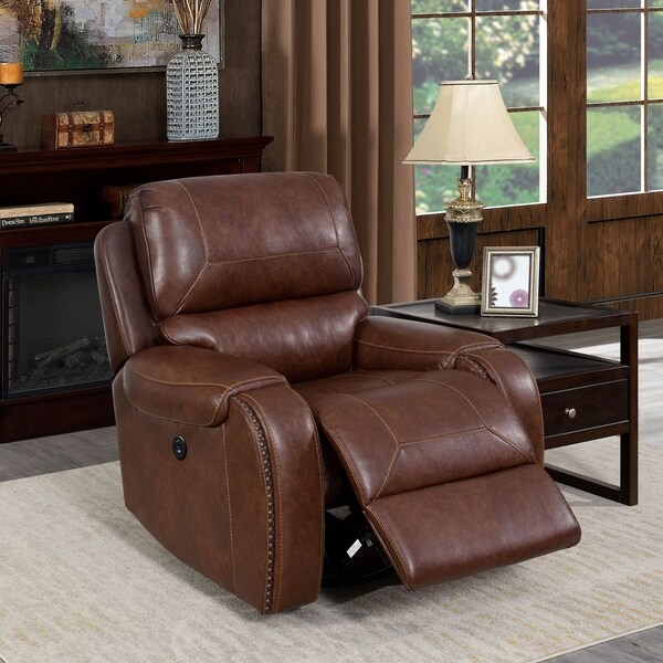 Furniture of America Breg Transitional Swivel Power Recliner Chair