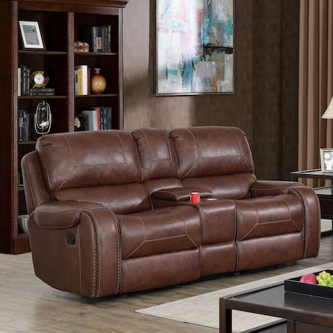 Furniture of America Breg Traditional Faux Leather Reclining Loveseat