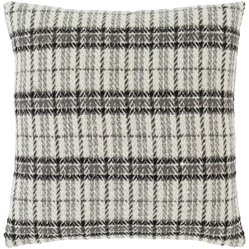 Addis Plaid Woven 18-inch Poly or Feather Down Throw Pillow