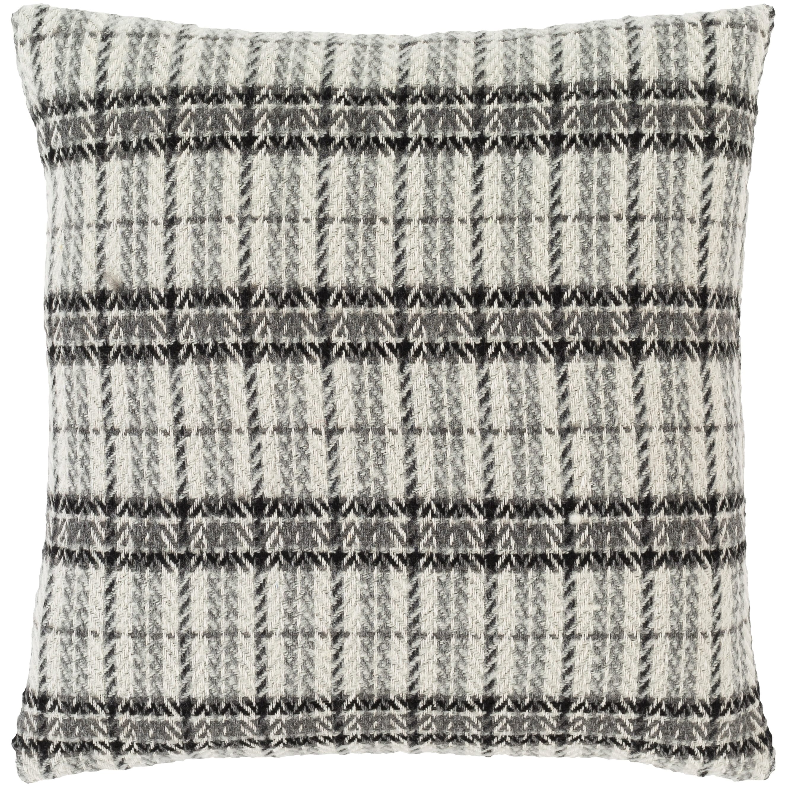 Addis Plaid Woven 18-inch Poly or Feather Down Throw Pillow