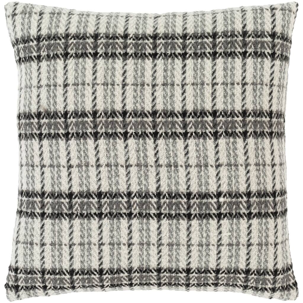 Addis Plaid Woven 20-inch Poly or Feather Down Filled Pillow