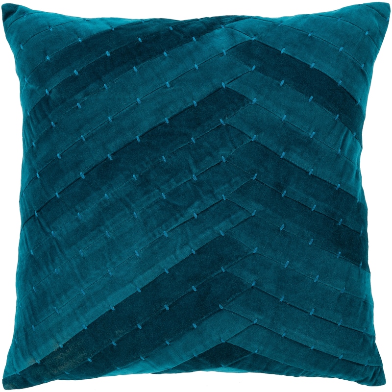 Evangeline Teal Stiched Velvet 18-inch Throw Pillow Cover - Aqua