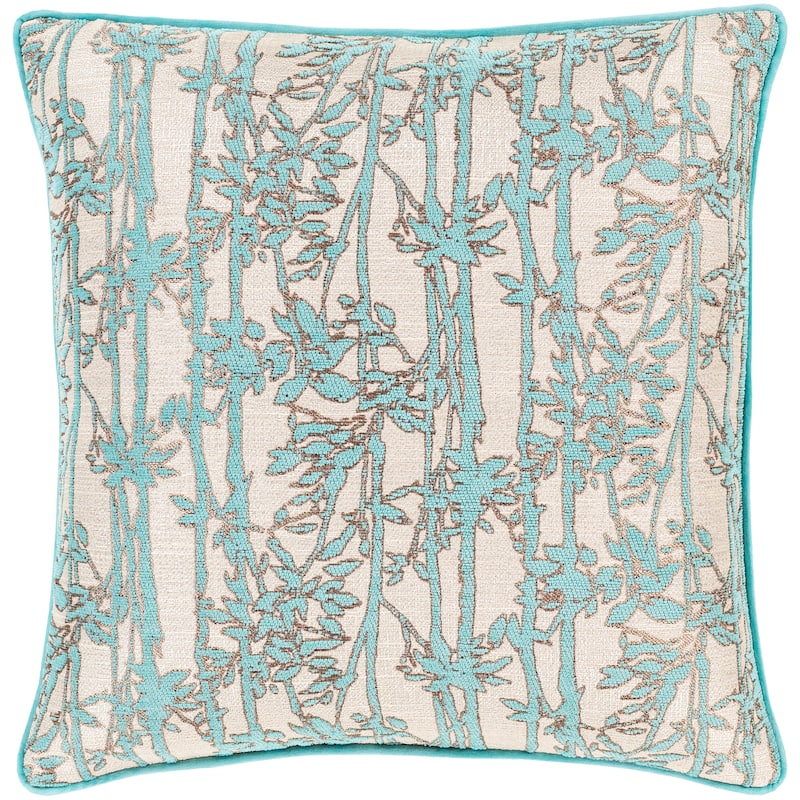 Artistic Weavers Brier Jacquard Floral 22-inch Poly or Feather Down Throw Pillow - Polyester - Aqua