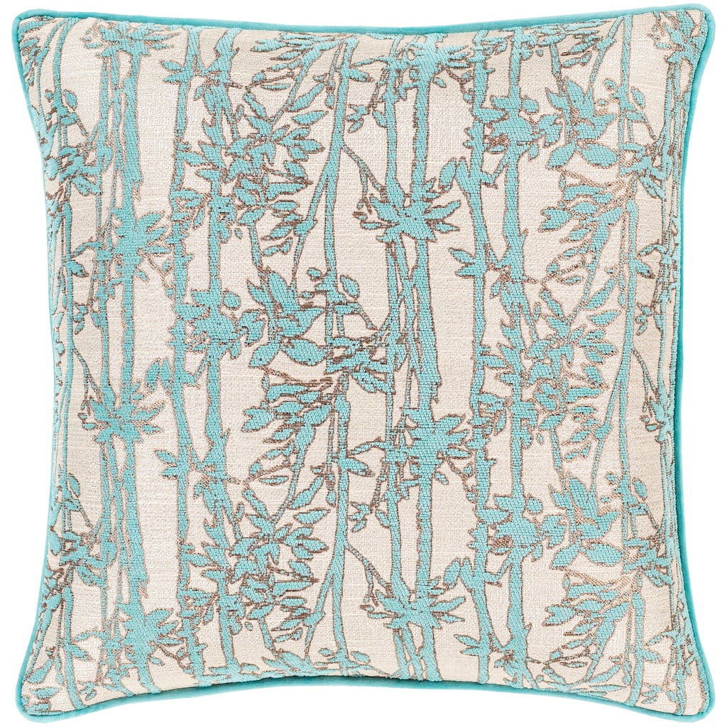 Brier Jacquard Floral 22-inch Poly or Feather Down Throw Pillow