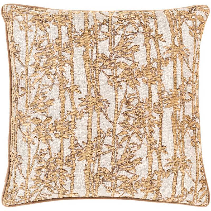Artistic Weavers Brier Jacquard Floral 18-inch Poly or Feather Down Throw Pillow - Polyester - Tan