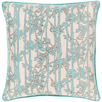 Brier Jacquard Floral 18-inch Poly or Feather Down Throw Pillow