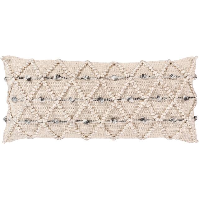 Audra Bohemian Textured 32x14-inch Lumbar Throw Pillow Cover - Khaki