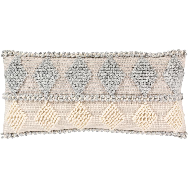 Livabliss Audra Bohemian Textured 32x14-inch Lumbar Throw Pillow Cover - Cream