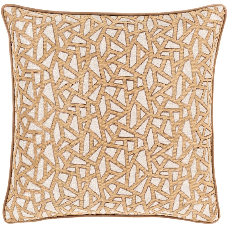 Artistic Weavers Brier Jacquard Mosaic 18-inch Poly or Feather Down Throw Pillow - Down - Tan