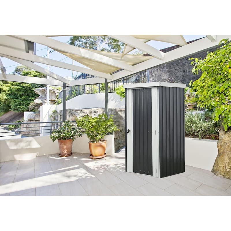 Hanover 3-Ft. x 3-Ft. x 6-Ft. Galvanized Steel Patio Storage Shed with Twist  Lock and 2 Tool Hooks, Dark Gray/White - On Sale - Bed Bath & Beyond -  29126970