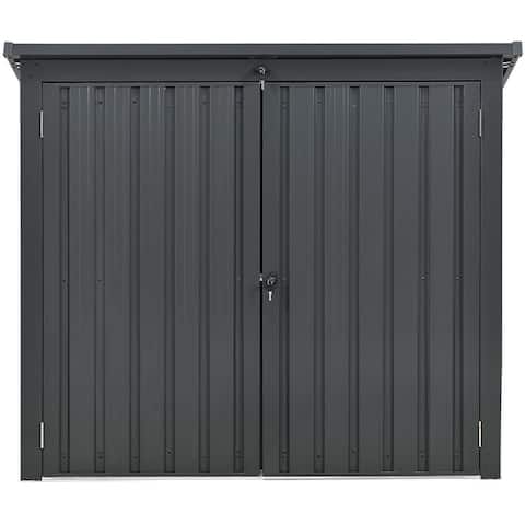 Hanover Galvanized Steel Trash and Recyclables Storage Shed with 2-Point Locking System, Dark Gray