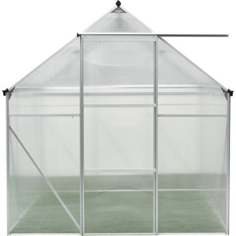 Hanover 6 x 6 Walk-In Greenhouse w/Aluminum Frame, Galvanized Steel Base, Siding Door & Automatic Vent Opener