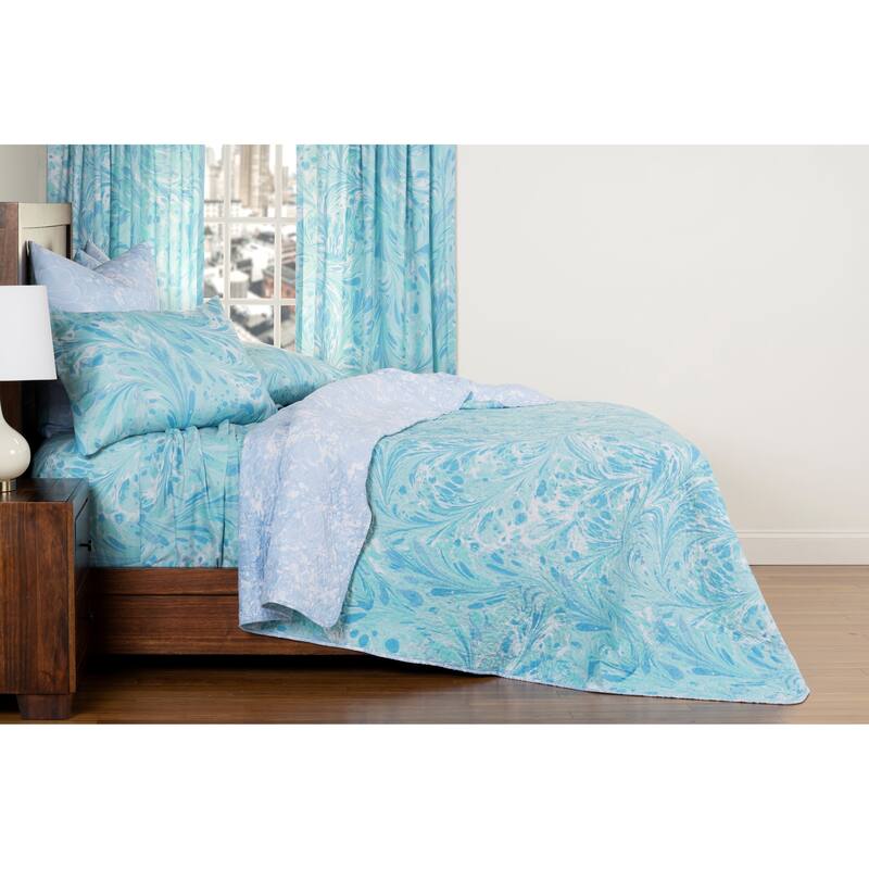 The Art of Marbling Triton/ Blue Ice Reversible Luxury Quilt