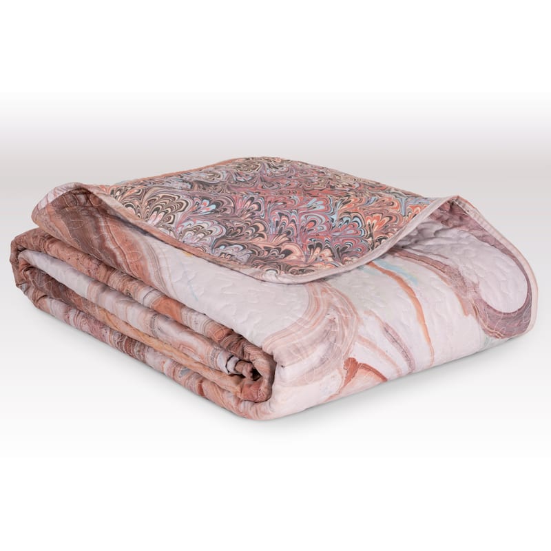 The Art of Marbling Bedrock/ Bouquet Reversible Luxury Quilt