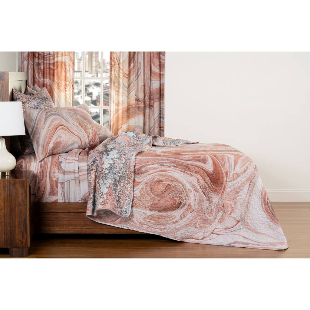 The Art of Marbling Bedrock/ Bouquet Reversible Luxury Quilt