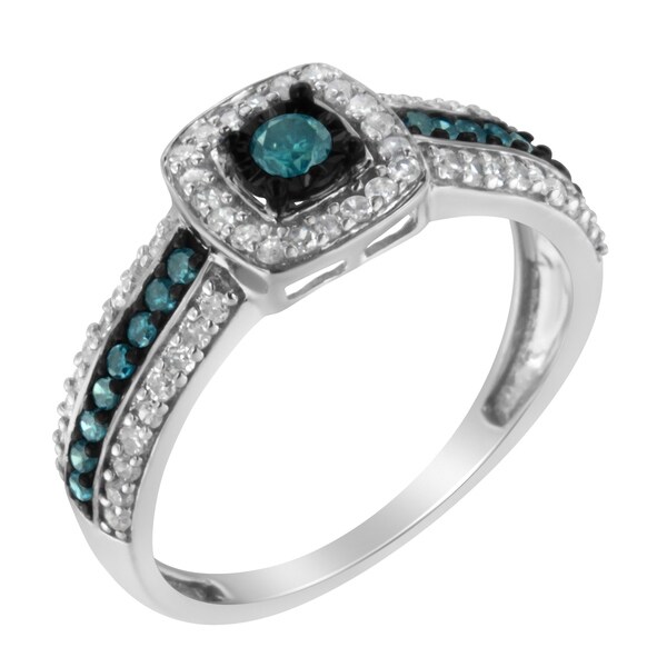 Shop Sterling-Silver 1/2ct TDW Treated Blue Diamond ...