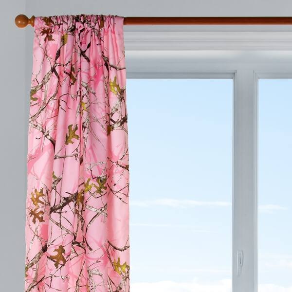 slide 2 of 2, Camo Baby Pink Drapery Panel (Approximately 90x40")(Lined) - N/A