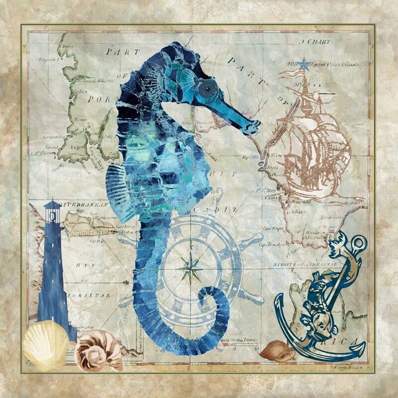 CANVAS Seahorse by Jill Meyer Graphic Art - Multi-Color - 36 x 36