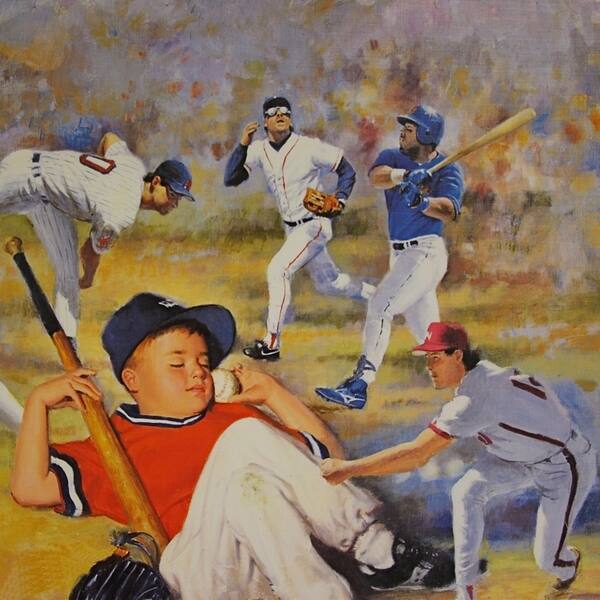 Canvas Dreaming To Be A Baseball Player I Oil Art Painting Reproduction Multi Color Overstock 29129074