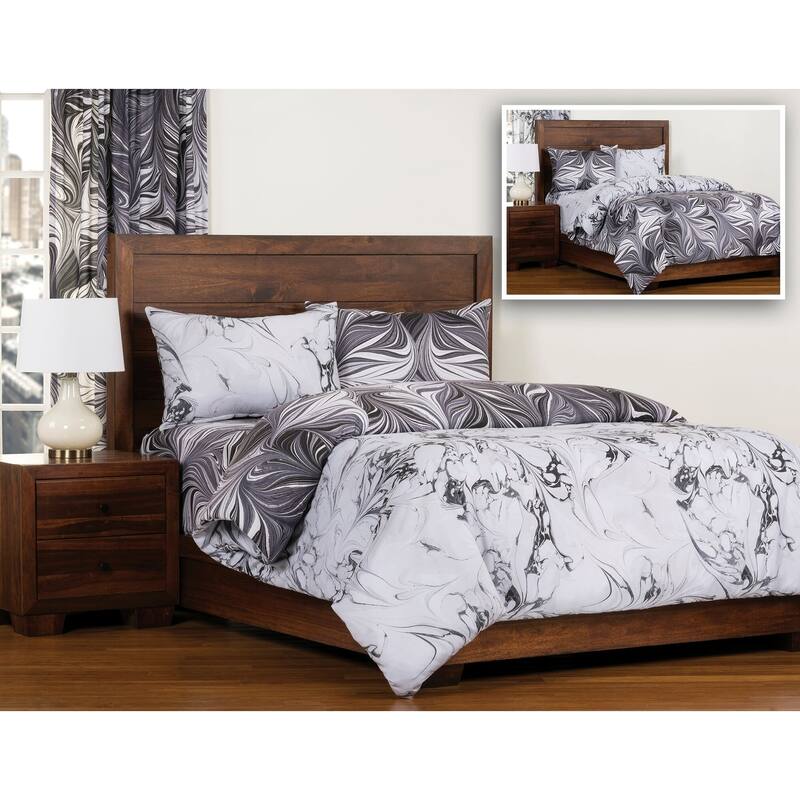 Siscovers Carrara/ Black Ash Reversible Luxury Duvet Cover