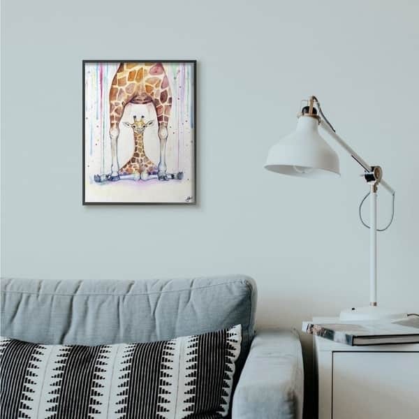 Shop Stupell Industries Colorful Cute Giraffe Family Animal Watercolor Painting Black Framed Wall Art Proudly Made In Usa Overstock 29129603