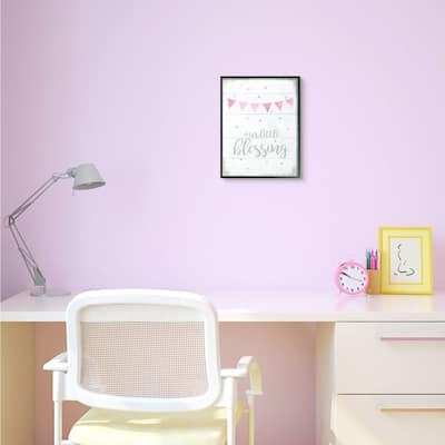 Stupell Our Little Blessing Pink Kids Word Design Black Framed Wall Art, Design By Artist Daphne Polselli