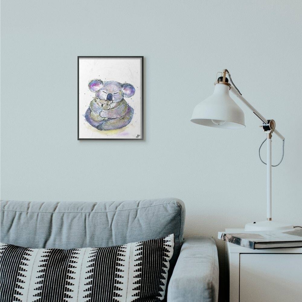 Stupell Colorful Cute Koala Family Animal Watercolor Painting Black