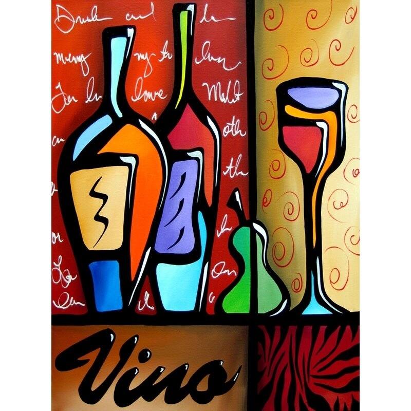 CANVAS Vino Wine by Fido Studios Acrylic Art Painting Reproduction - 10 x 8