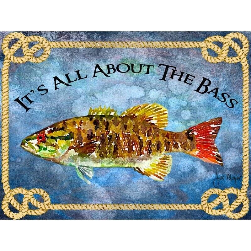 CANVAS All About the Bass Quote Fish by Jill Meyer Graphic Art - Multi-Color - 32 x 24