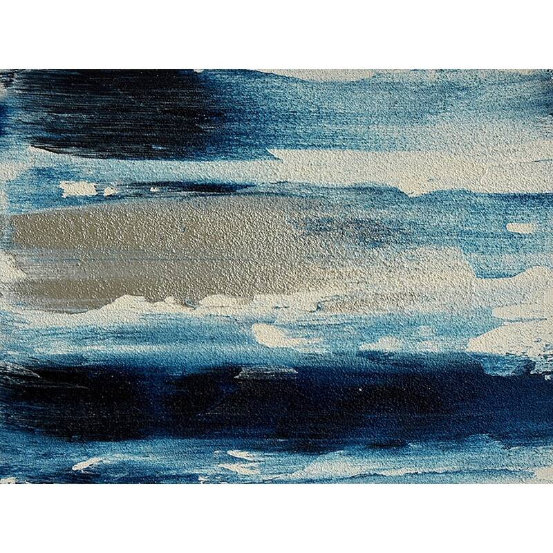 CANVAS Mermaid City Blue and Silver Abstract by Glam Gold Art Painting Reproduction - Multi-Color