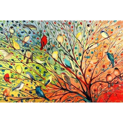CANVAS Tree Birds by Jennifer Lommers Art Painting Reproduction - Multi-Color - 48 x 32