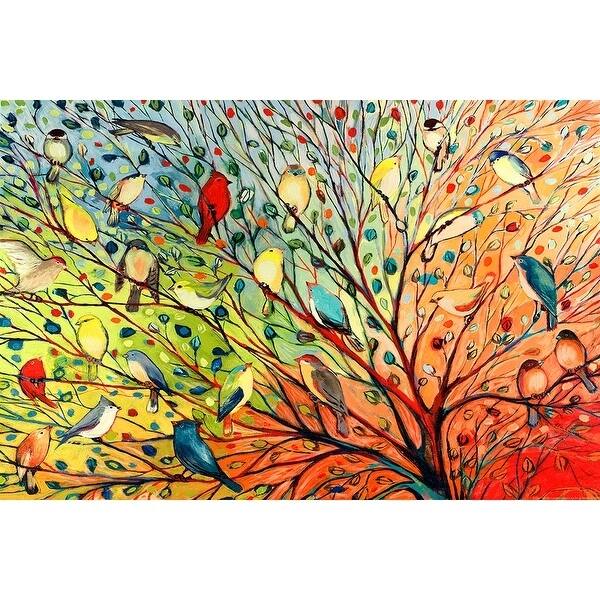 CANVAS Tree Birds by Jennifer Lommers Art Painting Reproduction - Multi-Color - 48 x 32