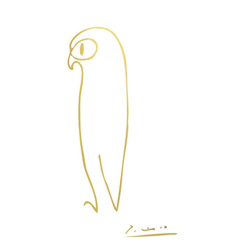 CANVAS Picasso Owl in Gold Art Painting Reproduction