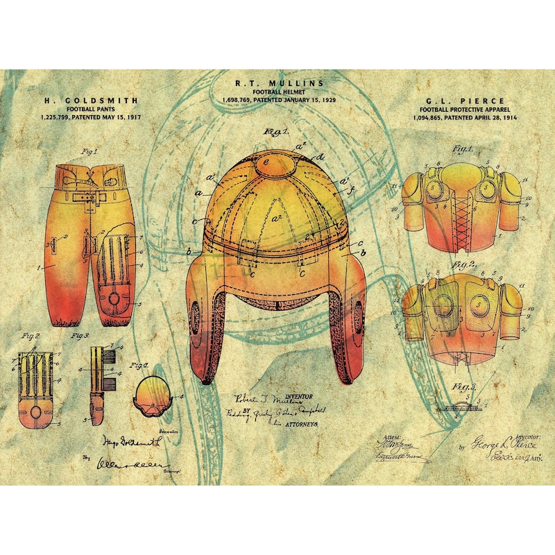 CANVAS Vintage 1929 Football Protective Apparel Patent Print - 18 x 24