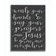 Stupell Wash Your Hands Prayers Black and White Family Bathroom Black ...