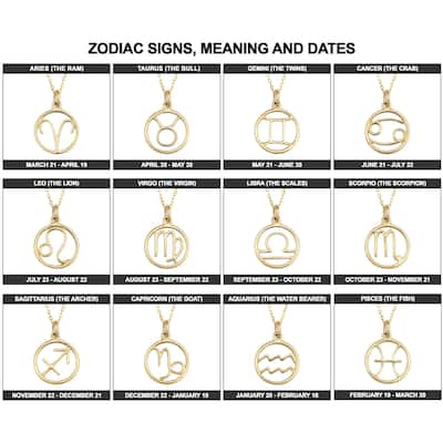 14k Yellow Gold Constellation Zodiac Sign Pendant Necklace (17 inches)