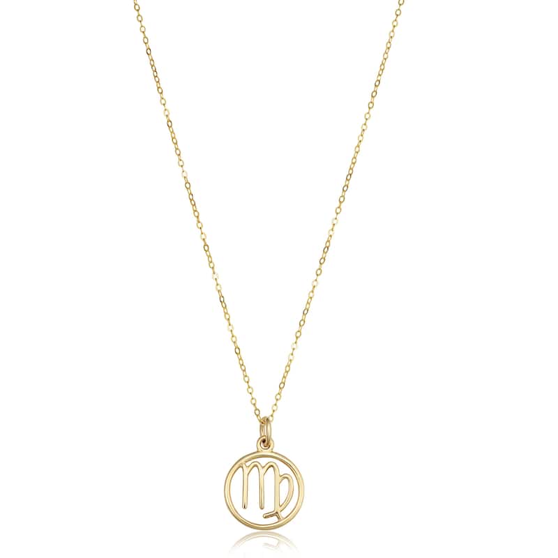 14k Yellow Gold Constellation Zodiac Sign Pendant Necklace (17 inches) - VIRGO
