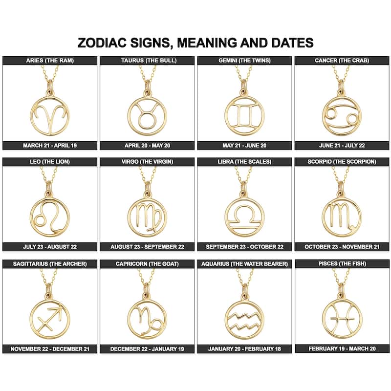 14k Yellow Gold Constellation Zodiac Sign Pendant Necklace (17 inches)