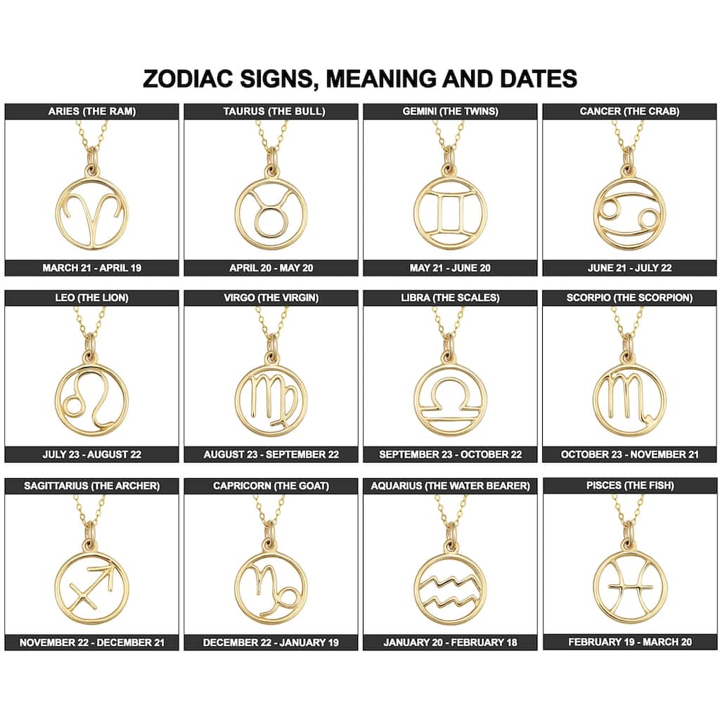 14k Yellow Gold Constellation Zodiac Sign Pendant Necklace (17 inches)
