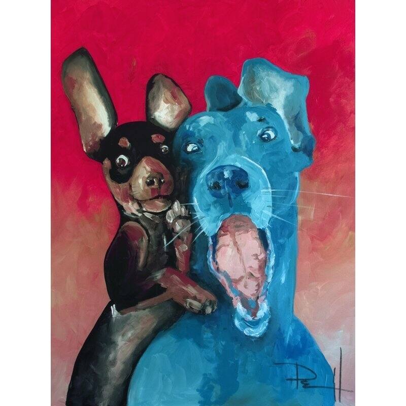 CANVAS Smiling Dogs Happy Together - Chuck and Larry by Sean Parnell Art Art Painting Reproduction