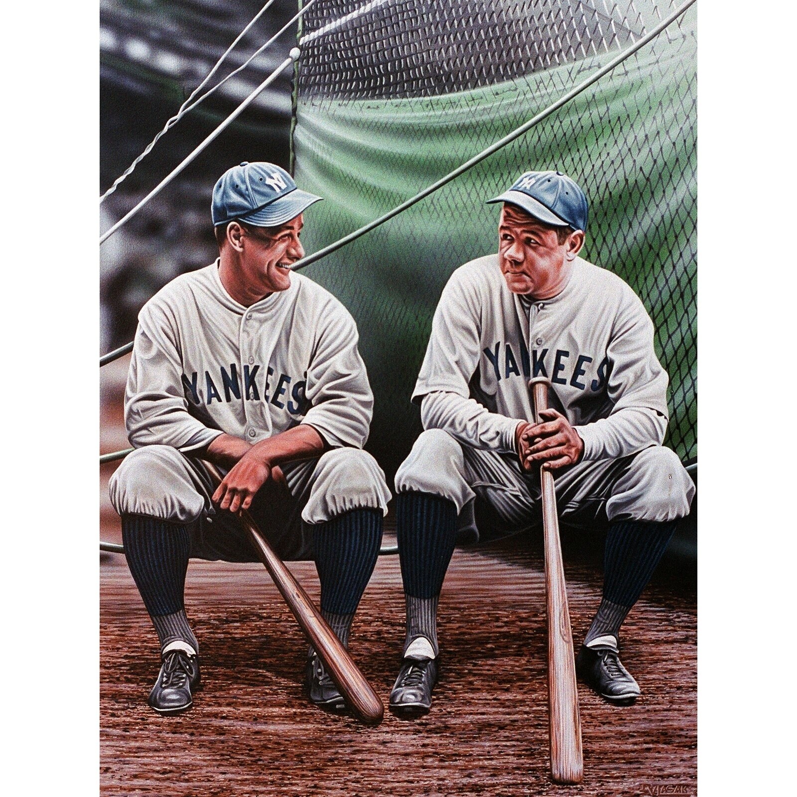 CANVAS Babe Ruth and Lou Gehrig Artwork by Darryl Vlasak Art Painting  Reproduction - Bed Bath & Beyond - 29131424