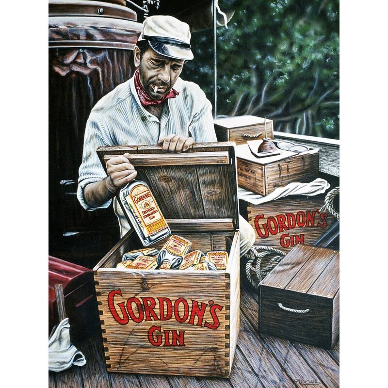 CANVAS Gordons Gin Humphrey Bogart Artwork by Darryl Vlasak Photographic Print