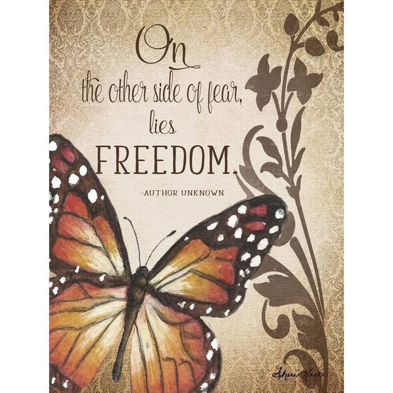 CANVAS World Chic on the Other Side of Fear Lies Freedom Butterfly Graphic Art Print - 24 x 18