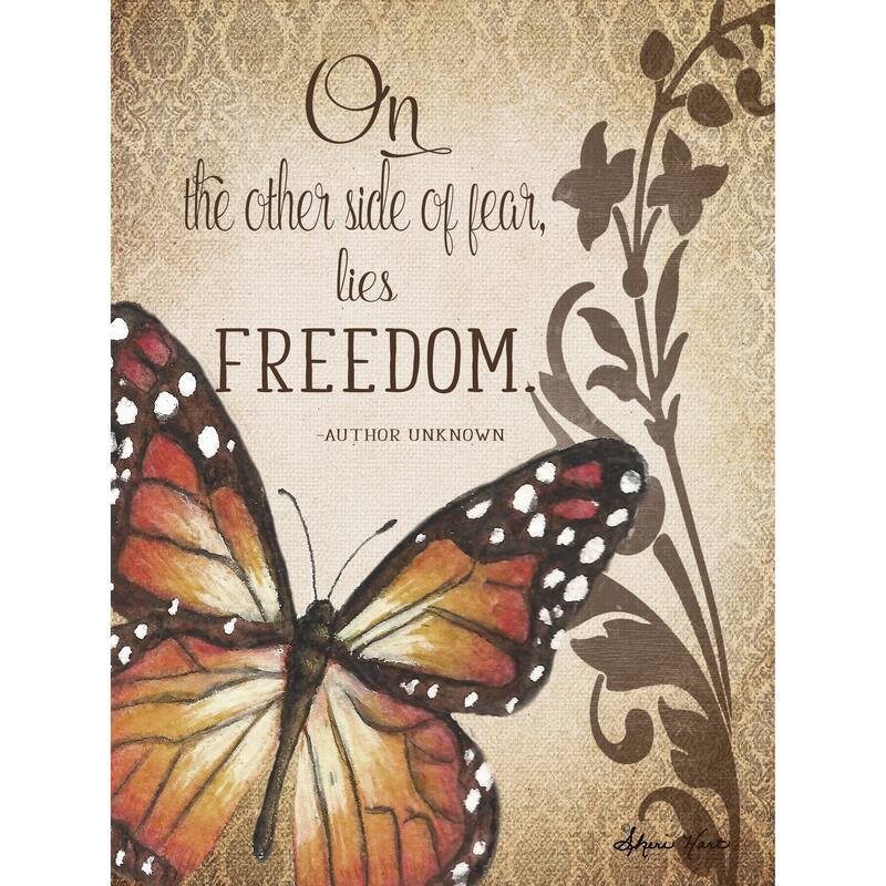 CANVAS World Chic on the Other Side of Fear Lies Freedom Butterfly Graphic Art Print - 32 x 24