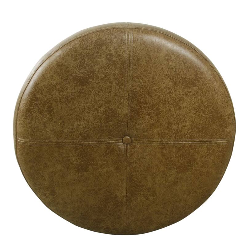 HomePop Leatherette Storage Ottoman - Distressed Brown Faux Leather