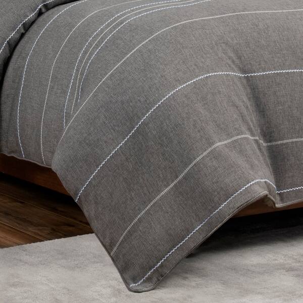 Shop Porch Den Molini Grey Woven Pinstripe 3 Piece Comforter Set